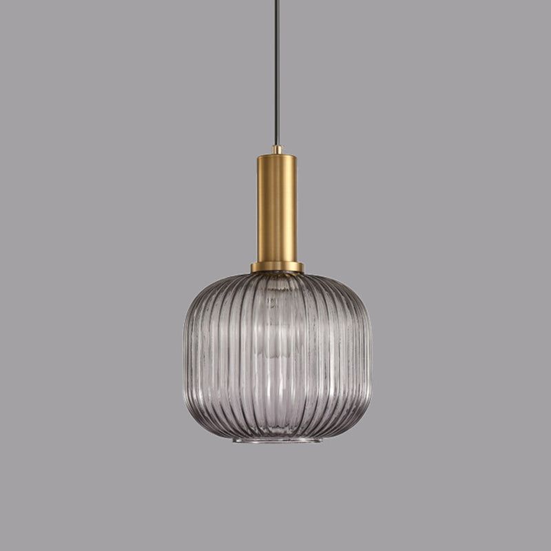 Zeitgenössischer geblasener Rippenglas Anhänger Licht 1 Lichthänge Anhänger Beleuchtung für Schlafzimmer