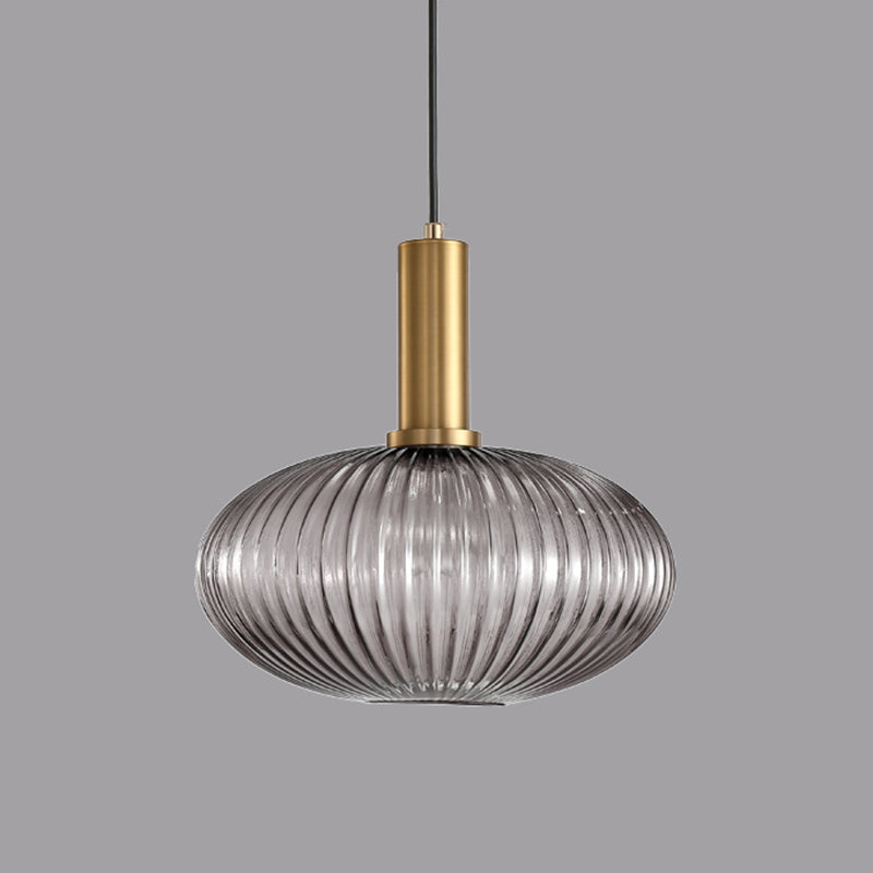Zeitgenössischer geblasener Rippenglas Anhänger Licht 1 Lichthänge Anhänger Beleuchtung für Schlafzimmer