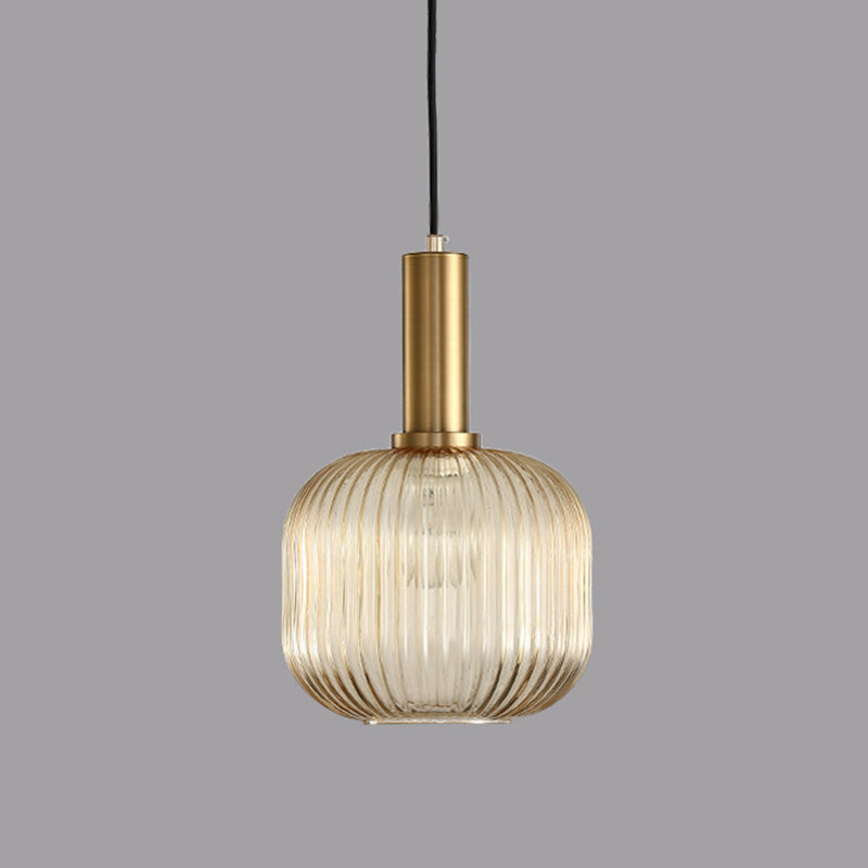 Zeitgenössischer geblasener Rippenglas Anhänger Licht 1 Lichthänge Anhänger Beleuchtung für Schlafzimmer