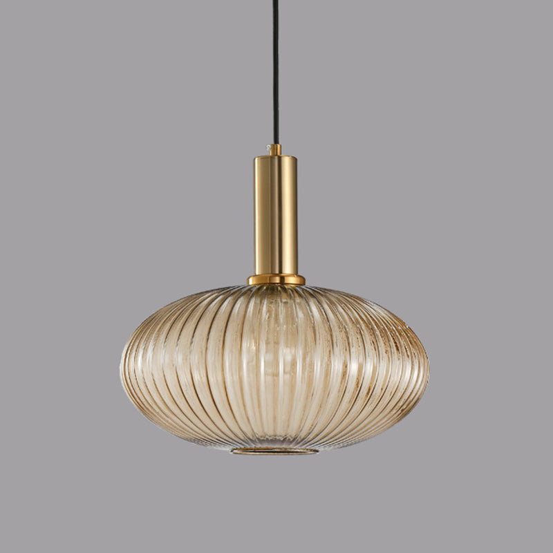 Zeitgenössischer geblasener Rippenglas Anhänger Licht 1 Lichthänge Anhänger Beleuchtung für Schlafzimmer