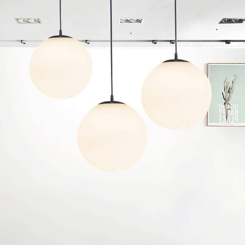 Glass Globe Pendant Light Fixture Contemporary Style Hanging Light Fixture in White