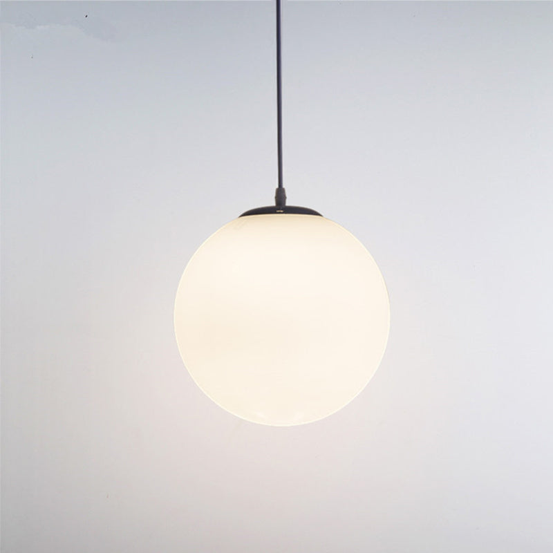 Glass Globe Pendant Light Fixture Contemporary Style Hanging Light Fixture in White