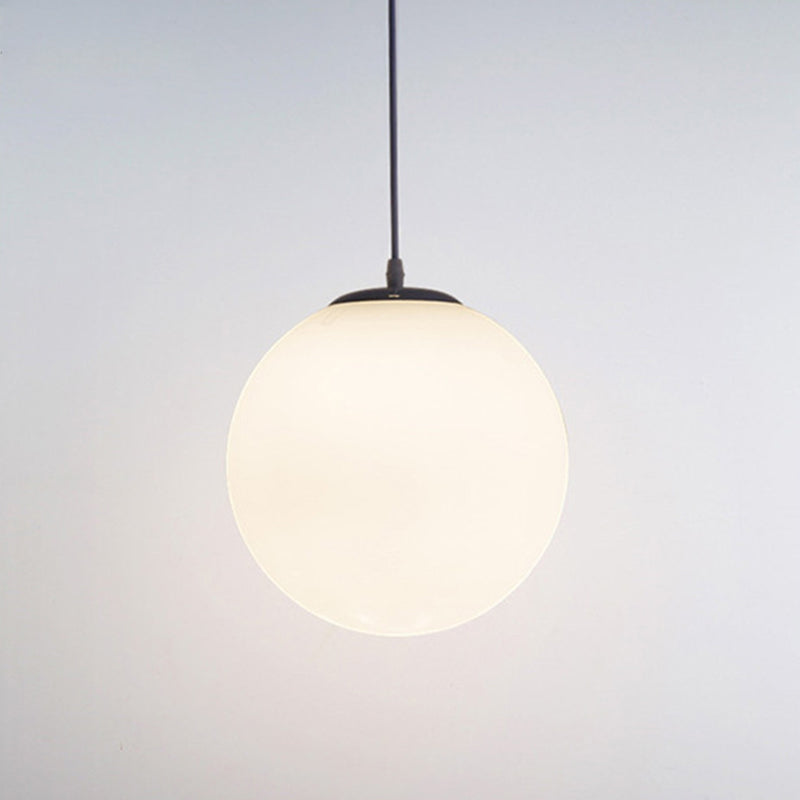 Glass Globe Pendant Light Fixture Contemporary Style Hanging Light Fixture in White