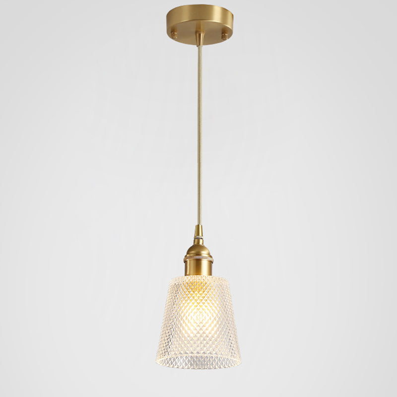 Tapered Pendant Light Fixture Mid-Century Modern Ribbed Glass Hanging Pendant Lights for Bar