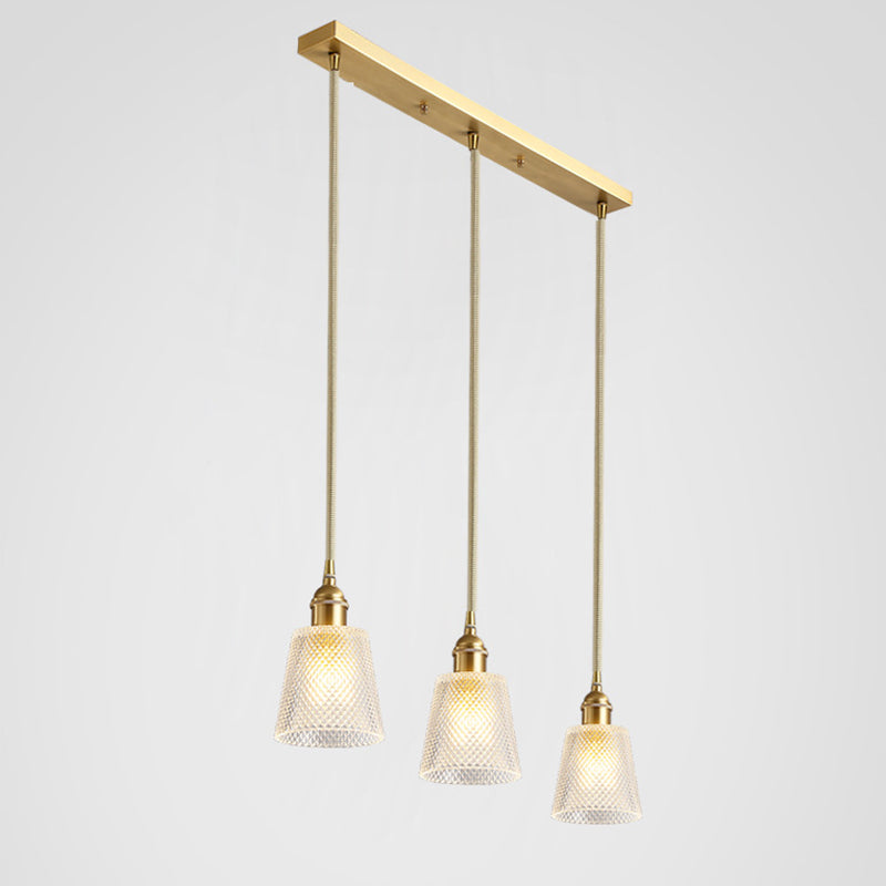 Tapered Pendant Light Fixture Mid-Century Modern Ribbed Glass Hanging Pendant Lights for Bar