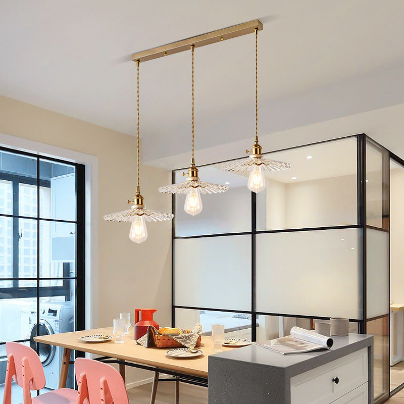 3 Lights Multi Light Pendant Modern Simple Prismatic Glass Hanging Light for Restaurant