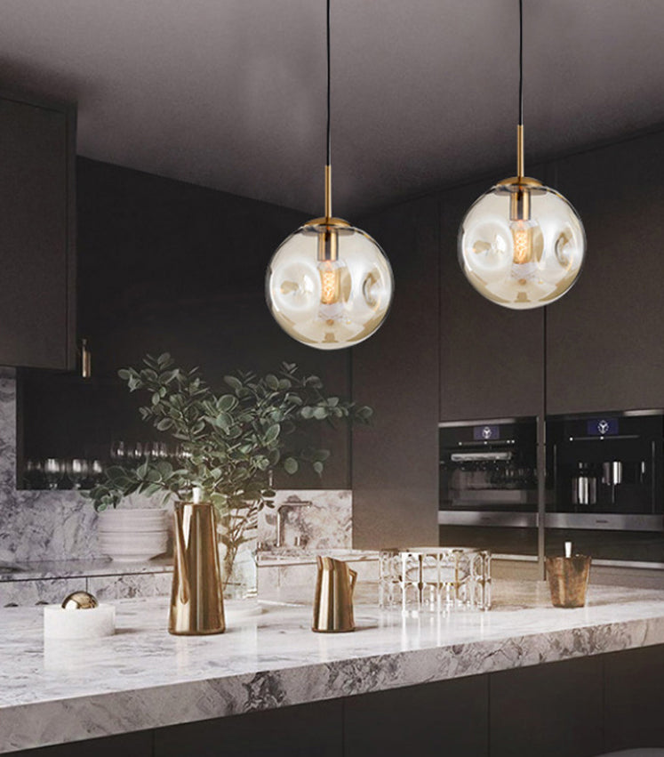 Creative Concave Design Globe Hanging Light 1-Light Nordic minimalisme Transparency Glass Suspension Lampe