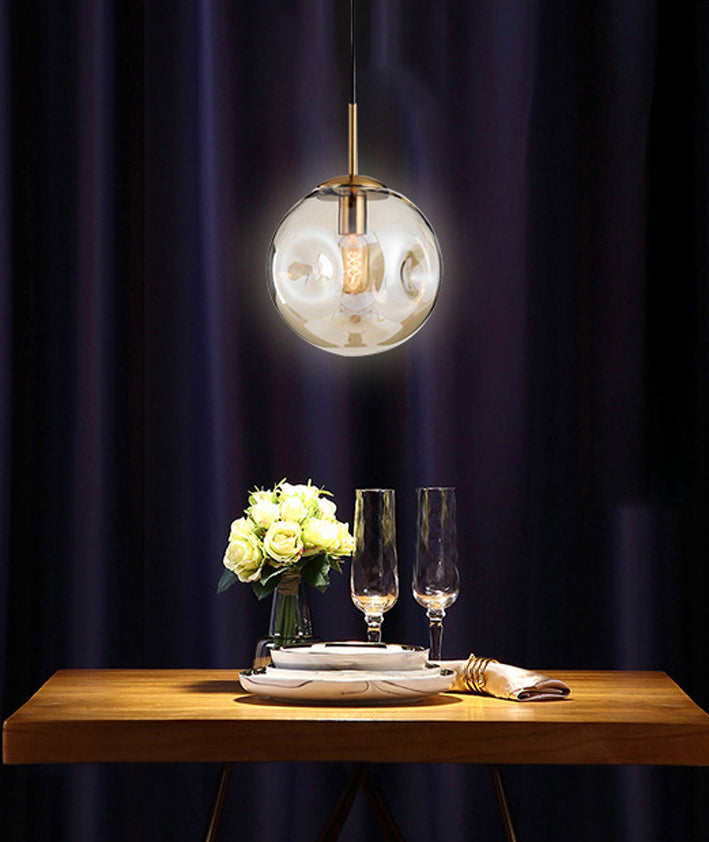 Creative Concave Design Globe Hanging Light 1-Light Nordic minimalisme Transparency Glass Suspension Lampe