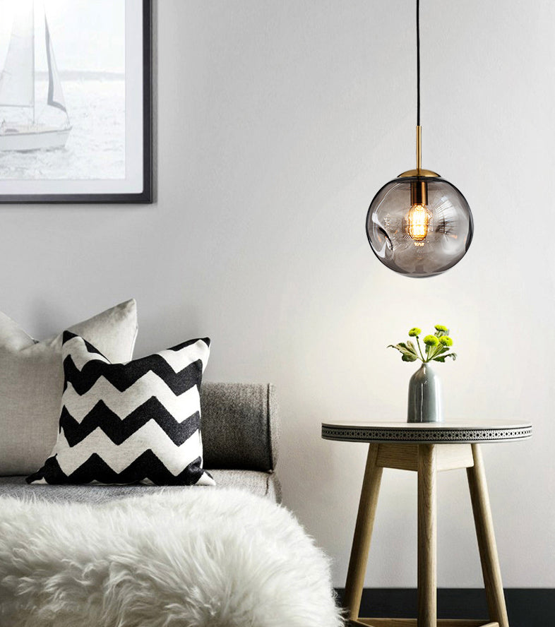 Creative Concave Design Globe Hanging Light 1-Light Nordic minimalisme Transparency Glass Suspension Lampe