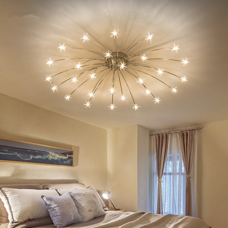 Lámpara de techo Radial Star en soporte semiempotrado LED de metal de estilo moderno y lujoso para dormitorio