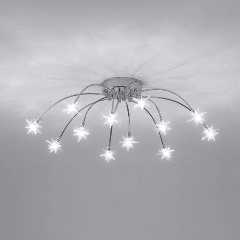 Lámpara de techo Radial Star en soporte semiempotrado LED de metal de estilo moderno y lujoso para dormitorio