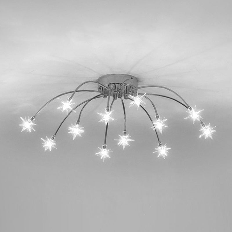 Lámpara de techo Radial Star en soporte semiempotrado LED de metal de estilo moderno y lujoso para dormitorio