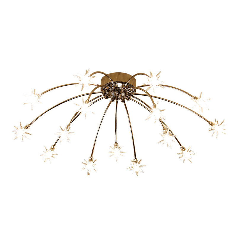 Lámpara de techo Radial Star en soporte semiempotrado LED de metal de estilo moderno y lujoso para dormitorio