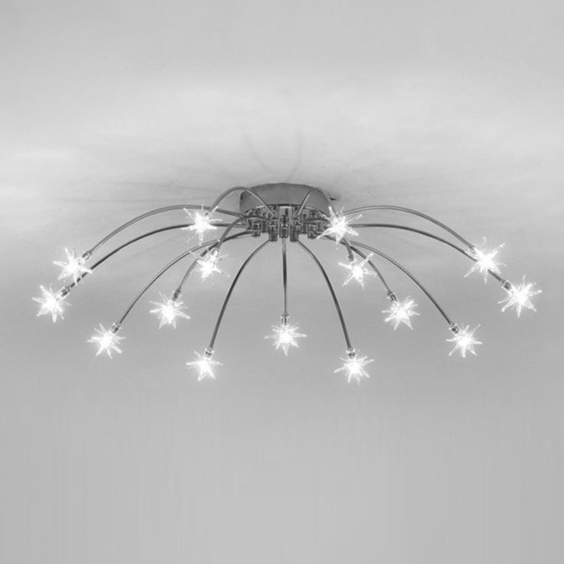 Lámpara de techo Radial Star en soporte semiempotrado LED de metal de estilo moderno y lujoso para dormitorio