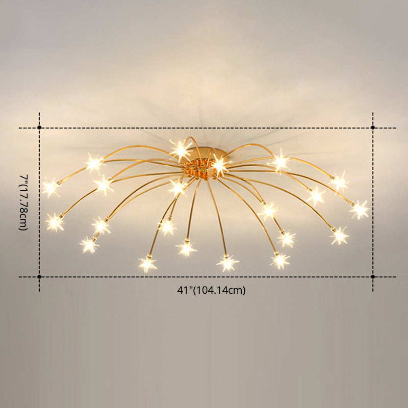 Lámpara de techo Radial Star en soporte semiempotrado LED de metal de estilo moderno y lujoso para dormitorio