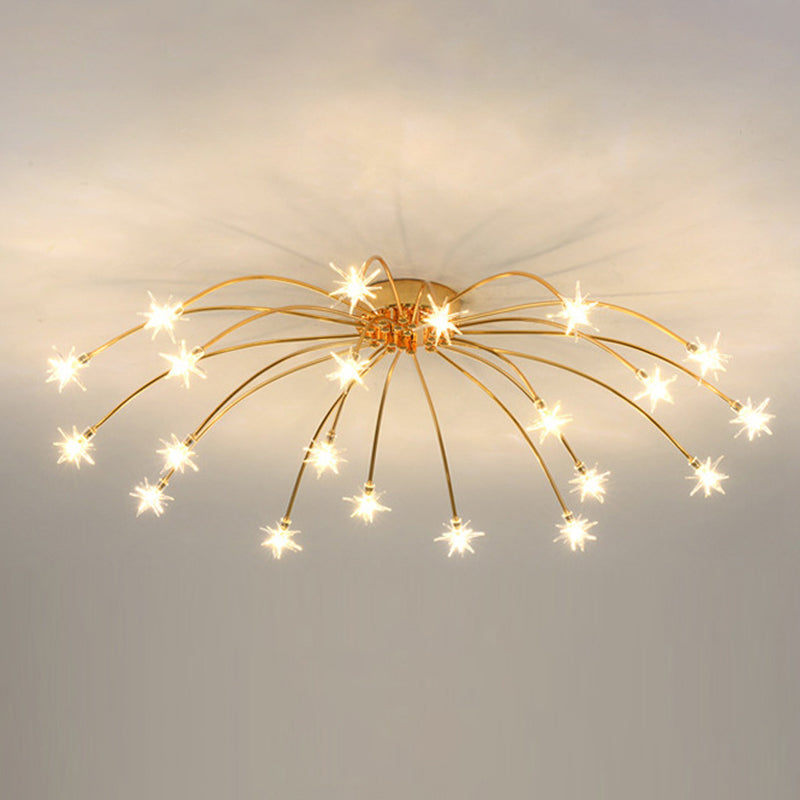 Lámpara de techo Radial Star en soporte semiempotrado LED de metal de estilo moderno y lujoso para dormitorio