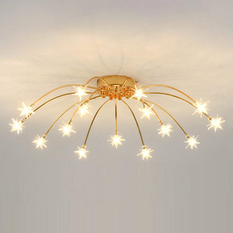 Lámpara de techo Radial Star en soporte semiempotrado LED de metal de estilo moderno y lujoso para dormitorio