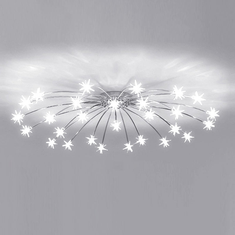 Lámpara de techo Radial Star en soporte semiempotrado LED de metal de estilo moderno y lujoso para dormitorio