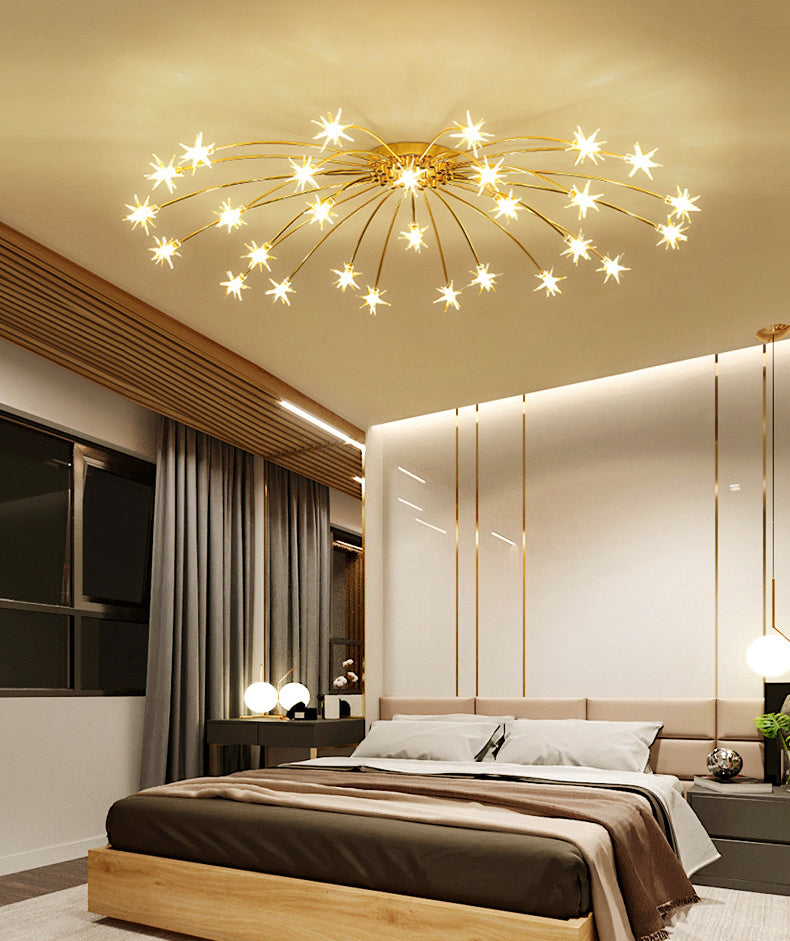 Lámpara de techo Radial Star en soporte semiempotrado LED de metal de estilo moderno y lujoso para dormitorio
