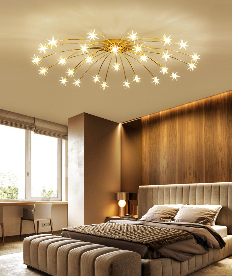 Lámpara de techo Radial Star en soporte semiempotrado LED de metal de estilo moderno y lujoso para dormitorio