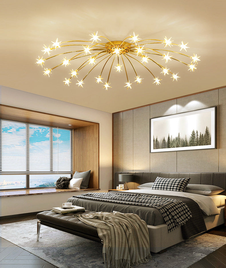 Lámpara de techo Radial Star en soporte semiempotrado LED de metal de estilo moderno y lujoso para dormitorio