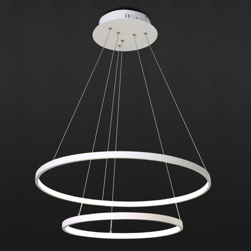 Accoglienza a sospensione ad anello bianco Fladeler a led in metallo in stile semplice per soggiorno