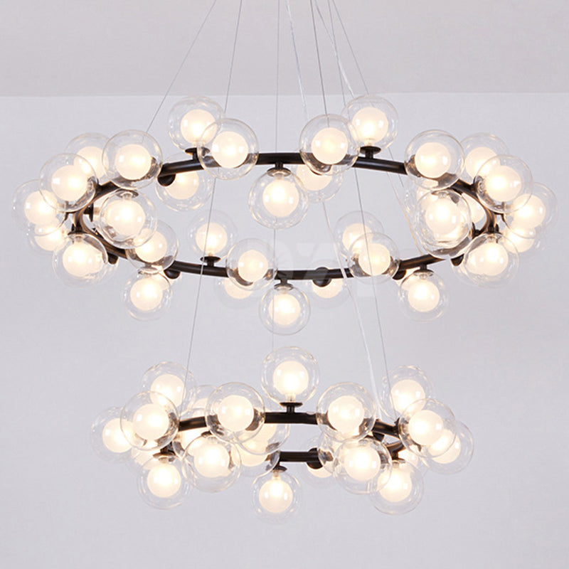 Suspension en verre transparent et givré lustre minimaliste pour le salon