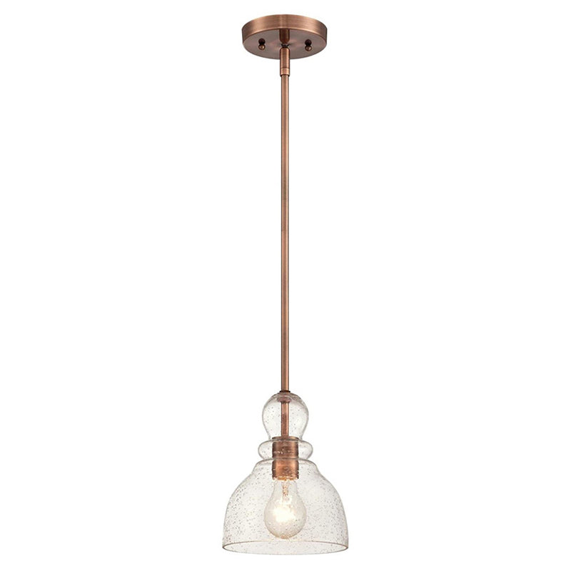Seeded Glass Retro Industrial Style Hanging Light 7" Wide Single Bulb Metal Lighting Pendant for Bedroom