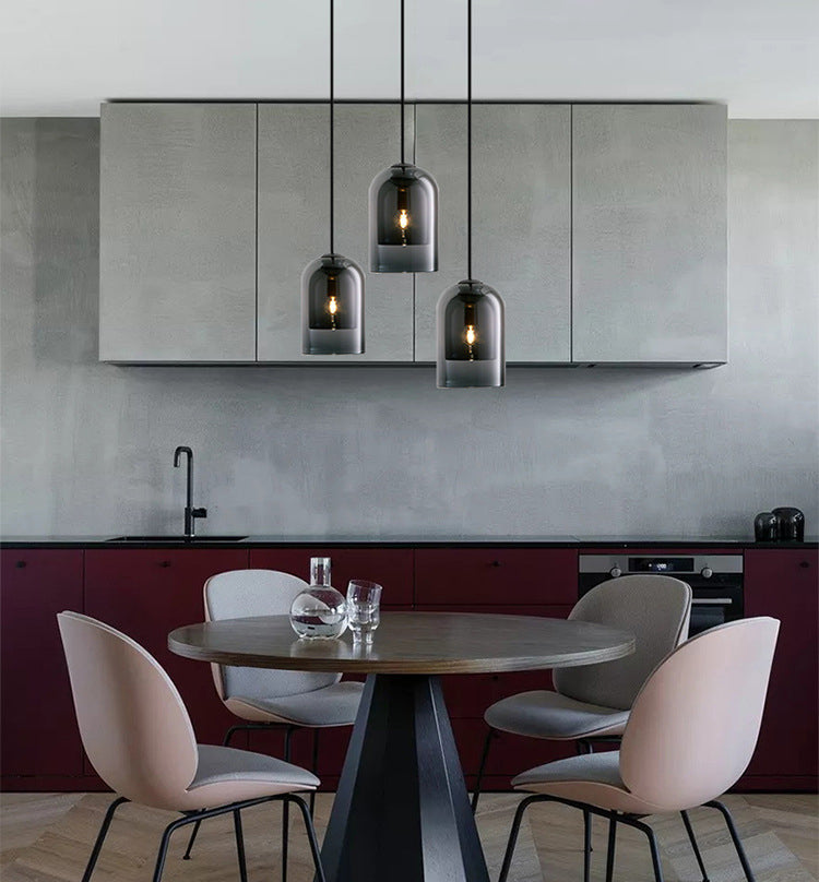 5,9 Zoll breite Glocken Mini-Glas hängend Licht moderner minimalistischer Esszimmer Ein-Bulb-Beleuchtungsstoffe