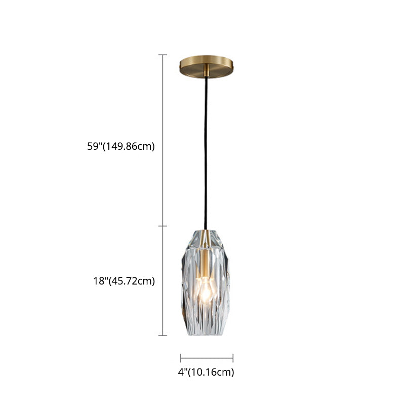 Post-modern Style Brass Crystal Hanging Light 3.9" Wide Mini Oval Simplicity Lighting Pendant for Restaurants Bar