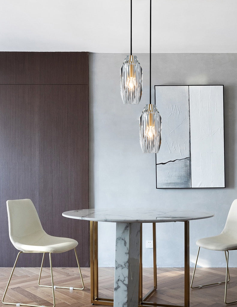 Post-modern Style Brass Crystal Hanging Light 3.9" Wide Mini Oval Simplicity Lighting Pendant for Restaurants Bar