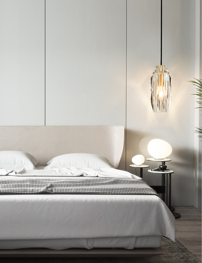 Post-modern Style Brass Crystal Hanging Light 3.9" Wide Mini Oval Simplicity Lighting Pendant for Restaurants Bar