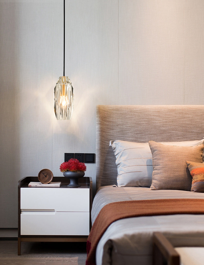 Post-modern Style Brass Crystal Hanging Light 3.9" Wide Mini Oval Simplicity Lighting Pendant for Restaurants Bar