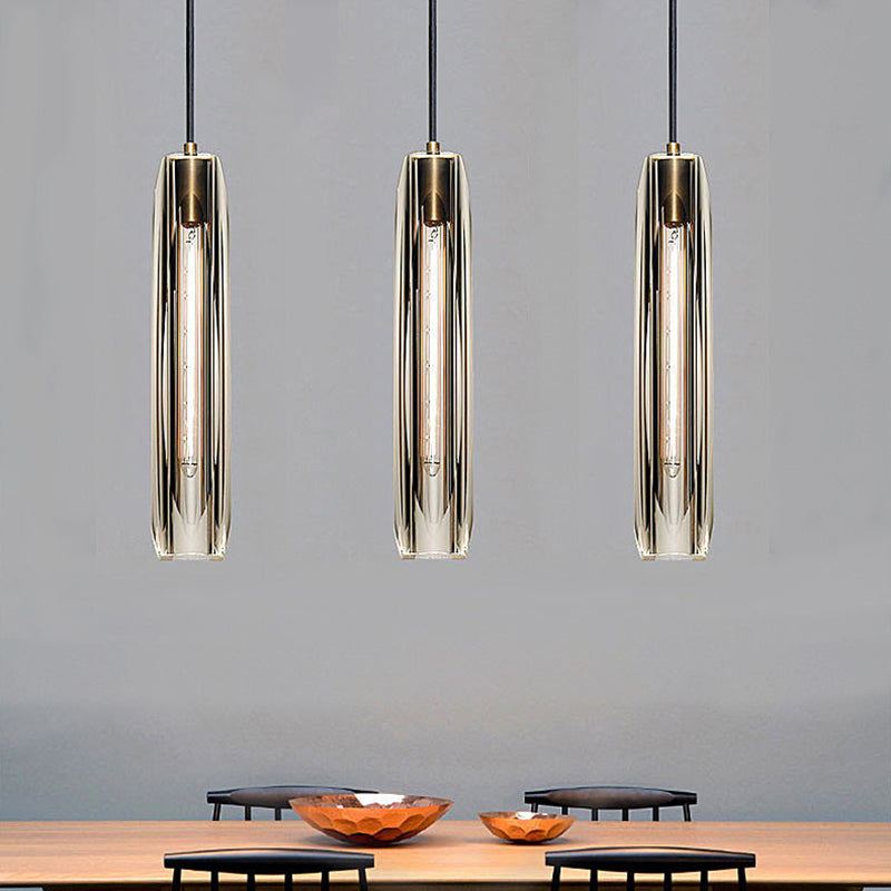 15.3 "Lengte K9 Kristallen Hanglicht Postmoderne stijl Brass Simplicity Lighting Fixture in rookgrijs voor eetkamer