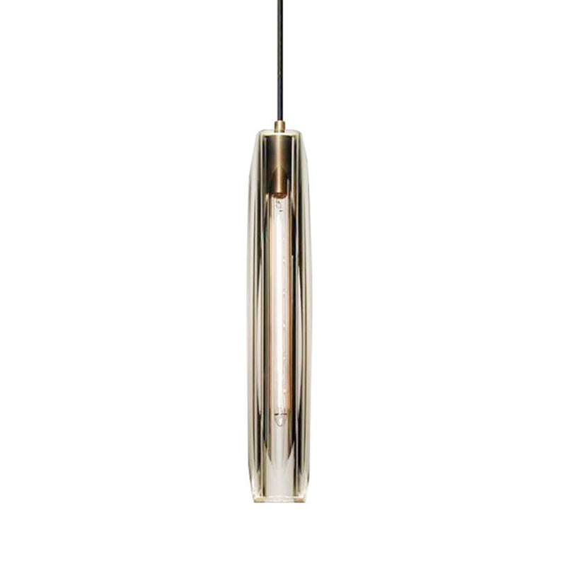 15.3 "Lengte K9 Kristallen Hanglicht Postmoderne stijl Brass Simplicity Lighting Fixture in rookgrijs voor eetkamer