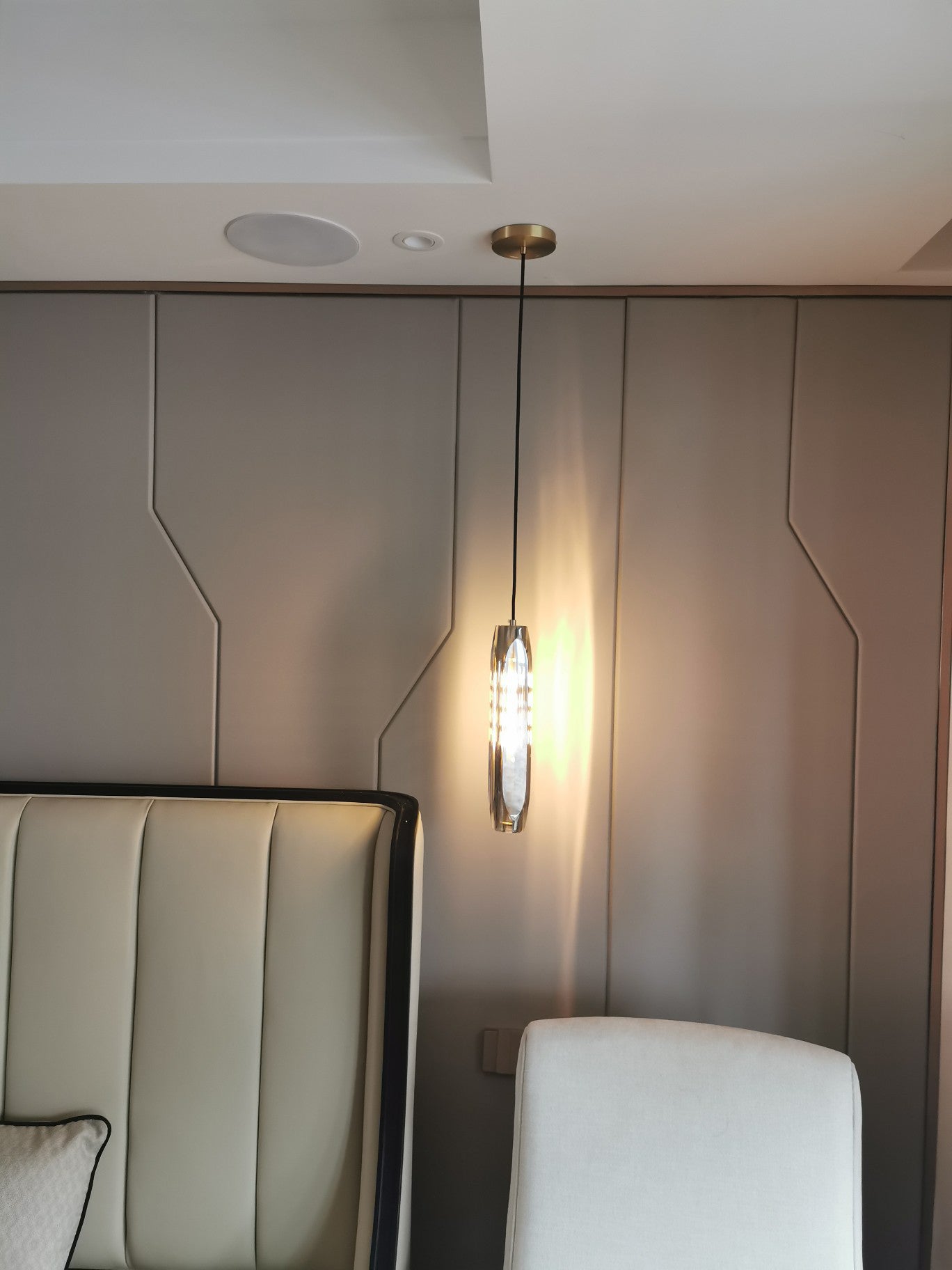 15.3 "Lengte K9 Kristallen Hanglicht Postmoderne stijl Brass Simplicity Lighting Fixture in rookgrijs voor eetkamer