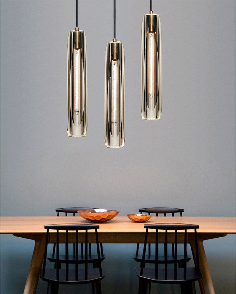 15.3 "Lengte K9 Kristallen Hanglicht Postmoderne stijl Brass Simplicity Lighting Fixture in rookgrijs voor eetkamer