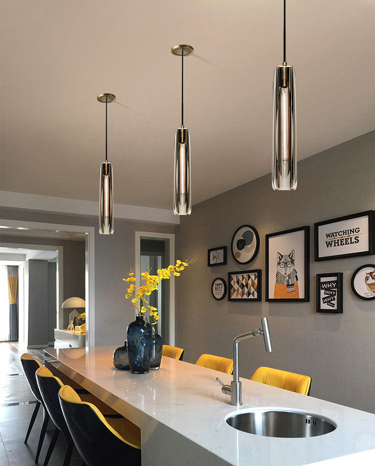 15.3 "Lengte K9 Kristallen Hanglicht Postmoderne stijl Brass Simplicity Lighting Fixture in rookgrijs voor eetkamer