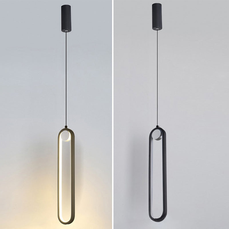 Elliptical Metal Shape Pendant Lamp Modern Minimalist 1 Light LED Hanging Lamp for Living Room