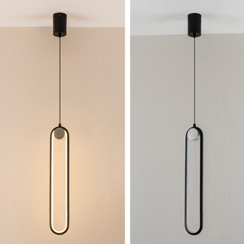 Elliptical Metal Shape Pendant Lamp Modern Minimalist 1 Light LED Hanging Lamp for Living Room