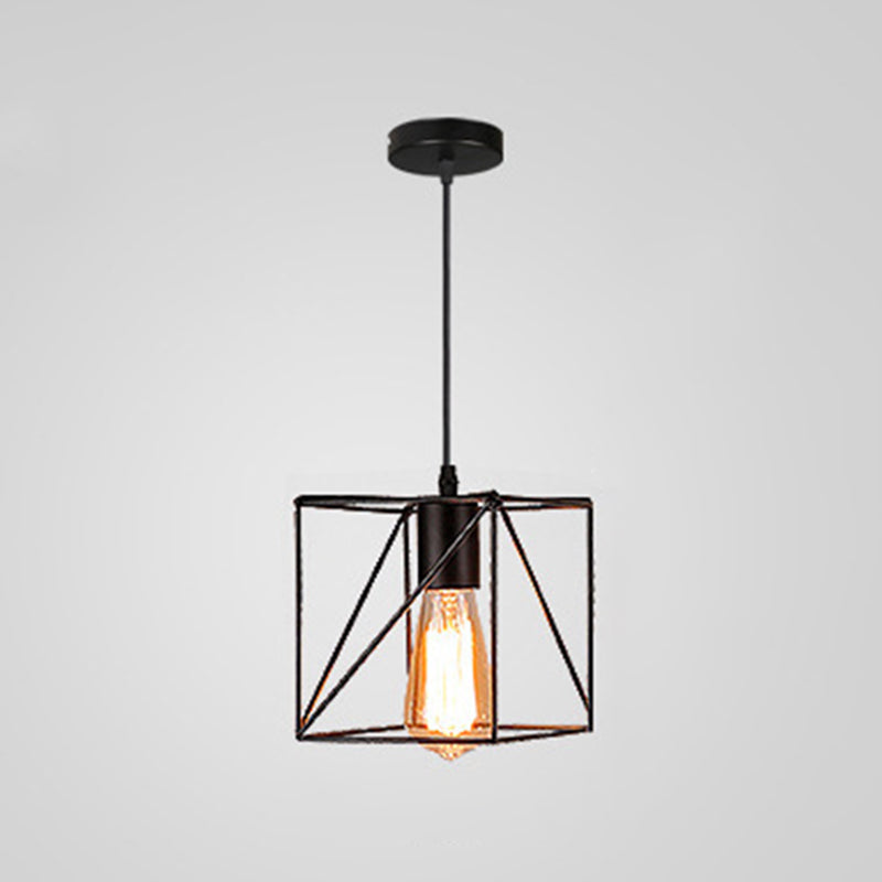 1-Light Cage Shade Pendant Light Vintage Industrial Style Metal Pendant Light for Dinning Room