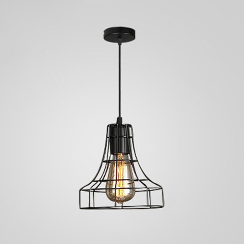 1-Light Cage Shade Pendant Light Vintage Industrial Style Metal Pendant Light for Dinning Room