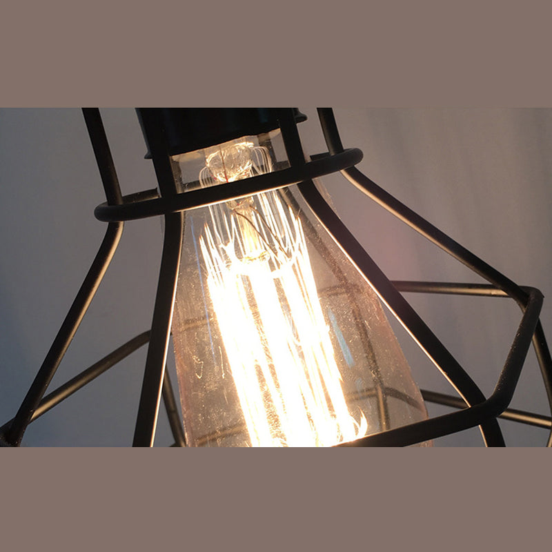 1-Light Cage Shade Pendant Light Vintage Industrial Style Metal Pendant Light for Dinning Room