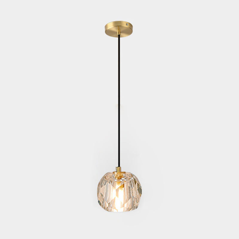 1-Light Crystal Ball Mini Pendant Light 4.3 Inch Wide Modern Simplicity Style Hanging Light with 78.7" Adjustable Suspension Wire