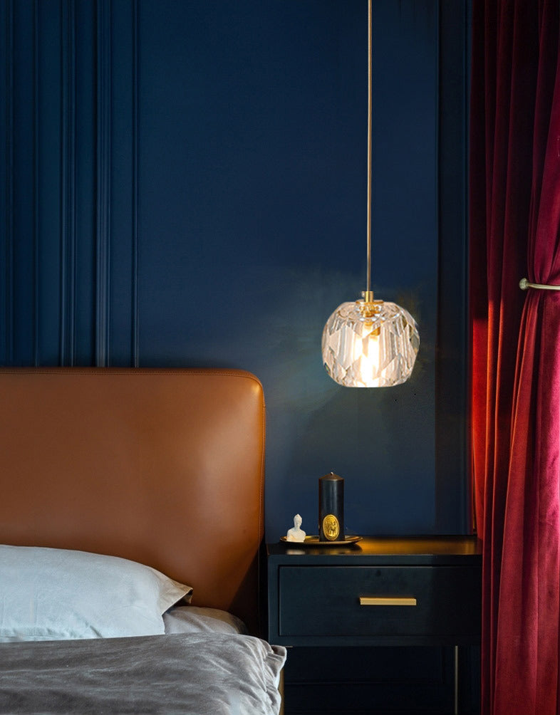 1-Light Crystal Ball Mini Pendant Light 4.3 Inch Wide Modern Simplicity Style Hanging Light with 78.7" Adjustable Suspension Wire