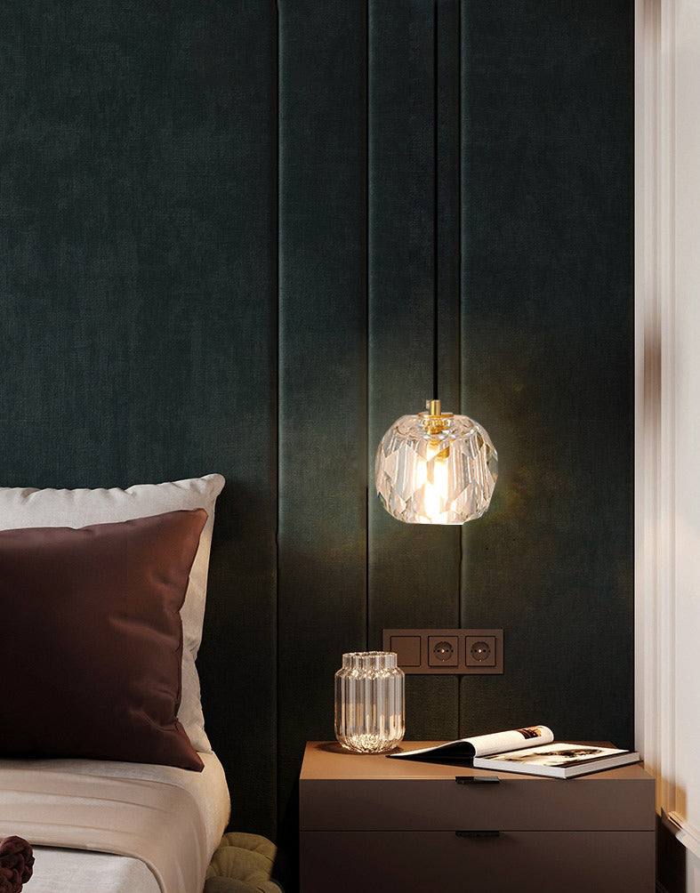 1-Light Crystal Ball Mini Pendant Light 4.3 Inch Wide Modern Simplicity Style Hanging Light with 78.7" Adjustable Suspension Wire