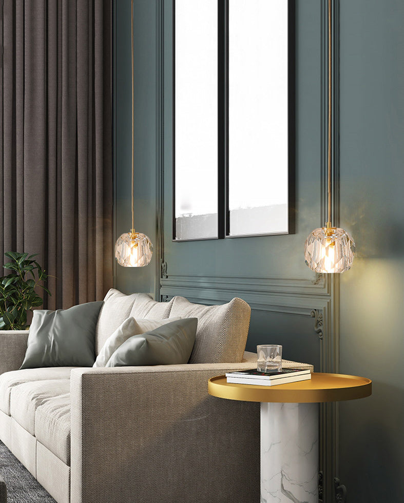 1-Light Crystal Ball Mini Pendant Light 4.3 Inch Wide Modern Simplicity Style Hanging Light with 78.7" Adjustable Suspension Wire