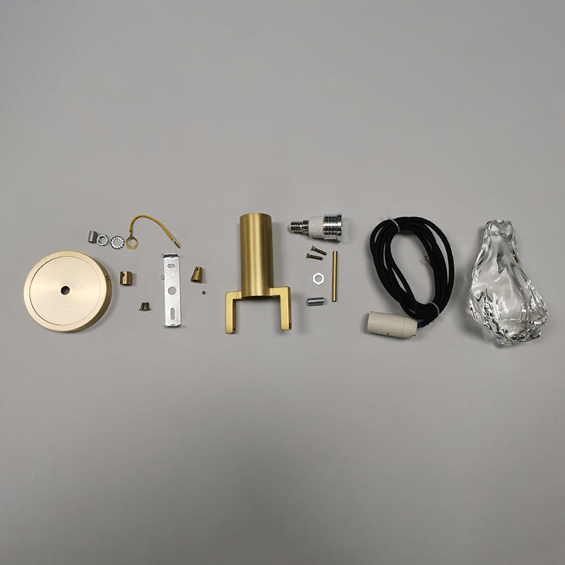 Crystal Original Stone Mini Pendant Lamp 1-light Modern Style Brass Hanging Light for Entrance Hallway