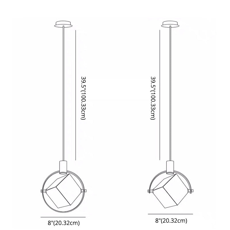 Post-modern Style Mini LED Pendant Light Square Crystal Shade Design Home Decorative Lighting Fixture in Gold