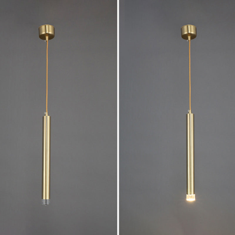 Gold Finish Tubular Spotlight Minimalist LED Metal Pendant Light for Open Kitchen